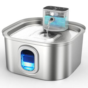   ̃IuWF e[ugbvt@Ee CeA Papettly Wireless Cat Water Fountain Cordless, 3.2L/108oz Stainless Steel Pet Fountain with Motion Sensor, Rechargeable Battery Operated, Quiet Automatic Drinkin
