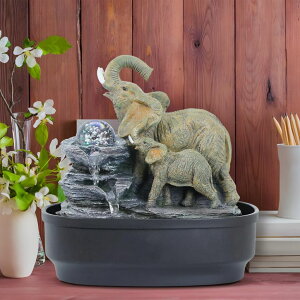 ��� ���� ��̃I�u�W�F �e�[�u���g�b�v�t�@�E���e�� �C���e���A���� Bumilgar Elephant Tabletop Fountain with Rotating LED Crystal Ball & Cascading Rocks, 10.8 Indoor Waterfall Decor for Living Room,Office,Bedroom,Study,Zen Elepha