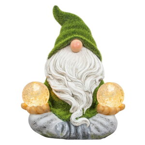 �K�[�f�����C�gLED�\�[���[���C�g �\�[���[�p���[ TERESA'S COLLECTIONS Garden Gnomes Decorations for Yard with Solar Lights, Large Resin Flocked Zen Garden Sculptures & Statues for Outdoor Front Porch Patio Santa Decor, Ideal Gifts, 8 �y