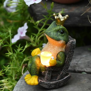 K[fCgLED\[[Cg \[[p[ Gardenfans Miniature Frog Garden Statue with Solar Light Home Decor Fairy Garden Accessories Frog Decor for Patio, Balcony, Yard, Lawn Bedroom 2.3"x3.3"x5" ysAiz