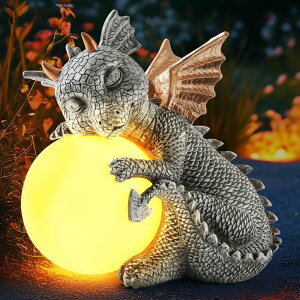K[fCgLED\[[Cg \[[p[ Euiroet 8.6" Solar Dragon Garden Statue,LED Figurine Light,Resin Outdoor Sculpture,Solar Patio Accent Decor,Night Garden Light Statue,Powered Sculpture Yard Art,Landscape Decor,Path Li y
