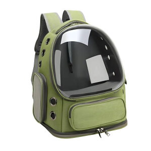 �C���R ���� �o�[�h �g���x���L�����A�[ Cat Bubble Backpack,Breathable Cat Backpack Carrier Large Space Pet Travel Carrier for Kitty Small Dogs up to 15lbs,Transparent Cat Carrier for Hiking Camping Outdoor Travel (Green) �y���s�A���i