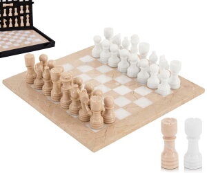 �`�F�X�Z�b�g Marble Chess Set 12�h Inch Handmade Verona and White Chess Board with Storage Box & 2 Extra Queens, Premium Set for Adults, Travel, Home D?cor & Luxury Gift Idea �y���s�A���i�z