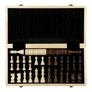 `FXZbg LEAP Wooden Chess and Checker Sets - 15" Walnut & Maple Folding Chess Board with 2 Extra Queens | Wooden Chess Set | Chess Board Set | Chess Sets for Adults | Chess Sets for Adults & Beginer ysAiz