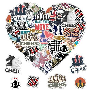 `FXZbg 50 Pack Pcs Chess Stickers for Water Bottles Waterproof Vinyl Laptop Luggage Scrapbooking Funny Sports Sticker Packs Set Bulk Teens Students Adults Boys Aesthetic Small Decals ysAiz