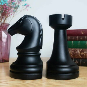 �`�F�X�Z�b�g Decorative Chess Bookends for Shelves, Book Ends Decorative for Office Heavy Books, 7x7x4 inches, Black,1Pair/2Piece (Chess) �y���s�A���i�z