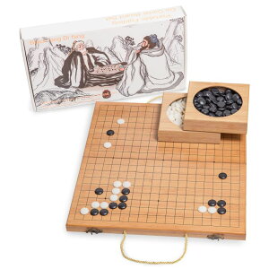 `FXZbg 19 x19 Folding Go Game Set Board with and Bamboo Bowls and Imitation Jade Go PiecesB ysAiz