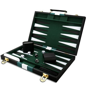 `FXZbg Backgammon Set - Classic Board Game with Premium Leather Case - Portable Travel Strategy Backgammon Game Set for Adults, Kids (11inch, Black) ysAiz