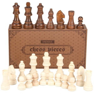 �`�F�X�Z�b�g AMEROUS Wooden Chess Pieces Only with 2 Extra Queens / 3.0 Inch King/Storage Bag/Chess Instructions/Chessmen for Chess Borad/Replacement of Missing Pieces (NO Board) �y���s�A���i�z