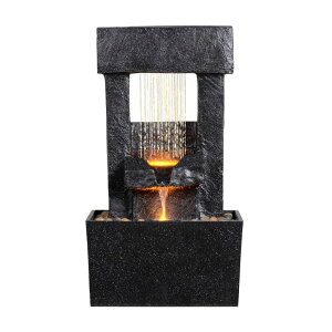 K[f  CeA u^  ̃IuWF EH[^[tH[t@Ee Outdoor Waterfall Fountain Zen LED Lights, 23.6" Smooth Sound Elegant Tranquility Idea for Garden Decor, Yard Decorations, Patio, Po