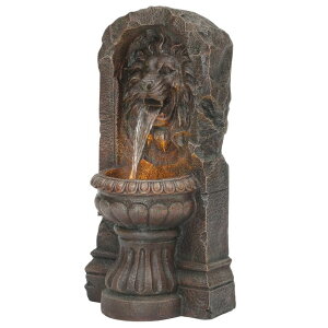 ガーデン 噴水 インテリア噴水 置き型 噴水 滝のオブジェ ウォーターフォールファウンテン Autodaya 30" Lion Head Outdoor Water Fountain with LED Lights, 2-Tier Resin Garden Fountain, Tranquil Cascading Waterfall for Patio