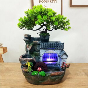   ̃IuWF e[ugbvt@Ee CeA Style 4 Tabletop Waterfall Fountain with Automatic Pump and Switch - Indoor Rockery Stream Fountain for Desk ysAiz