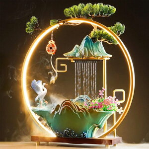 ��� ���� ��̃I�u�W�F �e�[�u���g�b�v�t�@�E���e�� �C���e���A���� HSINYA Crane Tabletop Water Fountains Indoor Waterfall Desktop Fountain for Meditation with Mist Japanese Fountain with Fake Plants Feng Shui Office Home Decor f