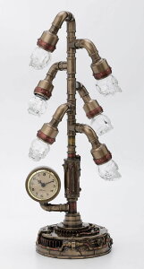 �Ǌ|�����v ������� Veronese Design 17 Inch Steampunk Six Branch Clock Stand Lamp Light Crystal Skull Bulb LED Lighting Antique Bronze Finish �y���s�A���i�z