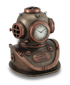 Ǌ|v  VERONESE Design 5 1/4 Inch Mark V Diving Bell Helmet Steampunk Home Decor Desk Clock ysAiz