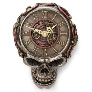 Ǌ|v  Veronese Design 8.1 Inch Steampunk Flat Skull Mechanical Gage Hanging Wall Clock Antique Bronze Finish Wall Sculpture ysAiz