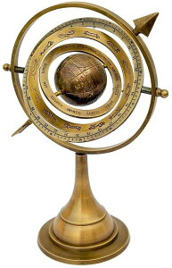 v Arch Instrument 11" Antique Brass Armillary Sphere with Sundial Arrow Nautical Maritime Astrolabe Engraved Globe ysAiz