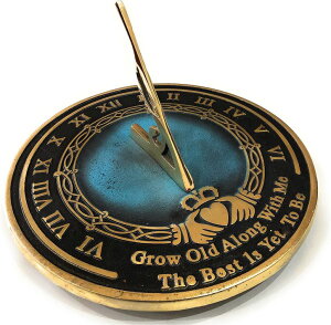 v REDSKY TRADER Brass Sundial Grow Old with Me 10 inches Gift Idea for Parents, Grandparents, Friends, Couples, Sundial Gift, Garden Or Home Decor ysAiz