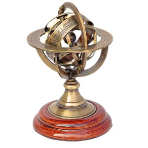 v Handmade Brass Armillary Sphere Globe Clock Spherical Astrolabe Vintage Compass Handmade Nautical Decor for Office Desk & Home Decoration ysAiz