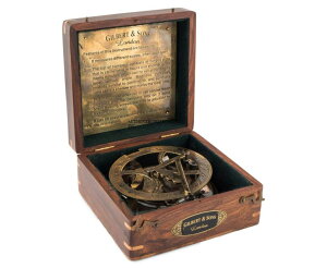 v Top Grade 5-Inch Sundial Compass ? Vintage Nautical Marine Compass with Wooden Box ? Antique Brass Sun Clock for Decoration, Navigation, Gifts ? Ship Replica Maritime Compass ysAiz