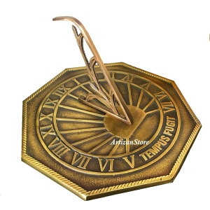 v ARTIZANSTORE Classic Octagonal Sundial, Sold Polished Brass, 10-Inch Diameter ysAiz