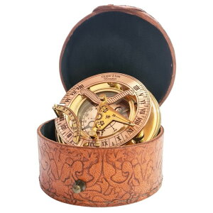 v TREZZTOP Antique Brass & Copper Sundial Compass, Handcrafted Sun Dial Clock in Leather Gift Box, Ship Replica Navigation Sun Dial Clock, Elegant Handmade Brass D?cor, Unique Nautical Gift Item ysAiz