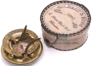 v RII Antique Nautical Directional Magnetic Sundial Brass Compass, Antique Decor Birthday Gifts for Men, Astrolabe for Him, Baptism Gifts with Engraved Quotes, Sun dial in Leather Case ysAiz