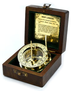 v SARA NAUTICAL Antique Brass Sundial Compass, Sundial Clock in Box Gift Sun Clock Ship Replica Watch,Ship Decorations ysAiz
