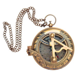 v TREZZTOP Antique Decor Sundial Brass Compass with Leather Case, Unique Gift for Men, Vintage Push Open Sundial Compass for Camping, Hiking, Touring, Beautiful Handmade Sun Clock, Steampunk Style Clock ysAiz