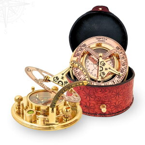 v ANTIQUANA Navigate Your Destiny with Grace: Exquisite Vintage Brass Compass with Leather Case - Your Distinctive Guide Through Life's Adventures (4 Inch) - Use or Gifting ysAiz