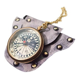 v Vintage Brass Nautical Pocket Compass Marine Boat Compass with Leather case ysAiz