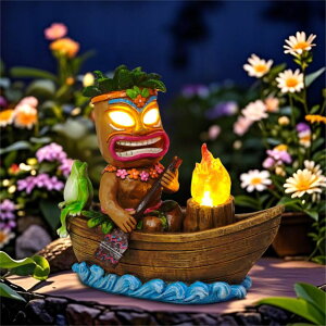 �K�[�f�����C�gLED�\�[���[���C�g �\�[���[�p���[ CFFOWNUG Solar Tiki Outdoor Statues: Funny Tiki Bar Decor with Solar Light Outside Decoration for Lawn Yard Patio Garden Gifts for Housewarming (Boating) �y���s�A���i�z