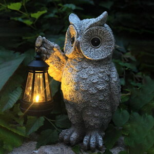 �K�[�f�����C�gLED�\�[���[���C�g �\�[���[�p���[ Garden Statues, owl Outdoor Figurines Decorated with Solar Lights, Unique Christmas Birthday Gifts for Moms, Grandmas, Women, Wives, Sisters (Grey Owl1) �y���s�A���i�z