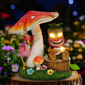�K�[�f�����C�gLED�\�[���[���C�g �\�[���[�p���[ CFFOWNUG Solar Tiki Outdoor Statues: 8.3'' Funny Tiki Bar Decor with Solar Light Outside Decoration for Lawn Yard Patio Garden Gifts for Housewarming (Mushrooms) �y���s�A���i�z