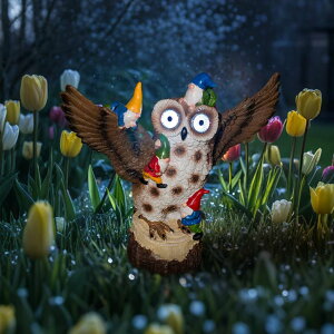 �K�[�f�����C�gLED�\�[���[���C�g �\�[���[�p���[ YUETJIN Funny Garden Gnomes Outdoor Climbing on Mushroom with Holding a Solar LED Lantern Resin Mushroom Statue for Patio Yard Lawn Porch Decor �y���s�A���i�z