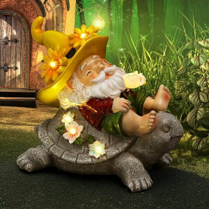 �K�[�f�����C�gLED�\�[���[���C�g �\�[���[�p���[ Solar Garden Statues Turtle Decorations With 5 LED Lights Outdoor Ornaments Lovely Resin Waterproof Figurine For Patio, Yard, Balcony, Lawn Ornament Unique Housewarming Gifts For Women �y
