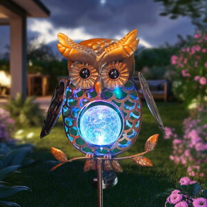 �K�[�f�����C�gLED�\�[���[���C�g �\�[���[�p���[ HONGLAND Solar Lights Outdoor Decor Waterproof, Solar Owl Garden Decorative Stake, Whimsical Gardening Gifts for Women Mom, Owl Outdoor Lights for Yard Patio Lawn Decor �y���s�A���i