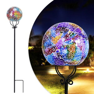 �K�[�f�����C�gLED�\�[���[���C�g �\�[���[�p���[ Solar Lights Outdoor Decorative Solar Mosaic Garden Stakes Cracked Glass Decorative Waterproof Outdoor Lights for Landscape Patio Yard Walkway Decoration Multi �y���s�A���i�z