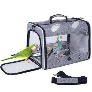 �C���R ���� �o�[�h �g���x���L�����A�[ ORIZZP Bird Travel Carrier with Stand Perch, Breathable Bird Carrier Cage Parrot Carrier for Hiking, Airline Approved �y���s�A���i�z