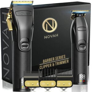 �y�b�g�o���J�� Novah? Professional Hair Clippers for Men, Professional Barber Clippers and Trimmer Set, Mens Cordless Hair Clipper for Barbers Haircut Fading Kit Fade - Gold �y���s�A���i�z