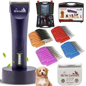 �y�b�g�o���J�� My Pet Command Professional Dog Grooming Clipper, Cordless Hair Trimmer, Brushless Motor, Heavy Duty Kit for Dogs Pets Cats, for Thick Coats, Low Noise, Light Weight �y���s�A���i�z