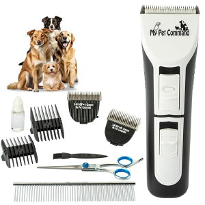 �y�b�g�o���J�� My Pet Command Professional Dog Clippers for Grooming, Cordless Rechargeable Pet Trimmers, Heavy Duty Dog Clippers for Thick Coats, Low Noise, Light Weight �y���s�A���i�z
