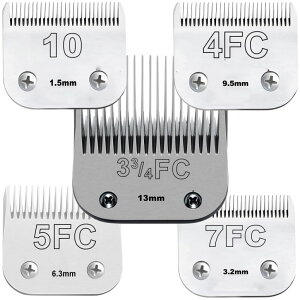 ybgoJ Size10/ 7FC/5FC/4FC Detachable Pet Dog Clipper Blades, Compatible with Most Oster A5, KM Series Clippers,Made of Ceramic Blade & Stainless Steel Blade 5PACK ysAiz