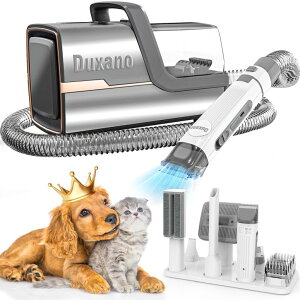 �y�b�g�o���J�� DUXANO Dog Grooming Kit & Dog Hair Vacuum,15000 Pa Powerful Suction, Pet Grooming Vacuum Removes 99% Pet Hair, Includes Clippers, Brush, Nail Trimmer Grinder, Stainless Steel �y���s�A���i�z