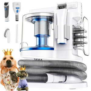 �y�b�g�o���J�� Pet Grooming Kit with 3.4L Oversized Vacuum Suction - 99% Pet Hair Removal - Professional Dog Clippers & Shedding Tools for Cats, Teddy, Poodle, Golden Retrievers (Pearly White) �y���s�A���i�z