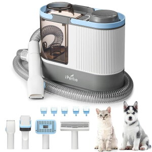 �y�b�g�o���J�� iPettie Max15 Pet Grooming Vacuum with Upgraded Smooth Clipper- Dual Airway Anti-Clogging Design Ensures True 2L/0.5Gal Full Capacity, Easy Home Shedding & Shaving for Dogs and Cats �y���s�A���i�z