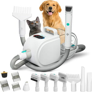 �y�b�g�o���J�� Dog Grooming Vacuum and Kit, Hair Dryer 8-in-1, 60db Low Noise Vacuum for Shedding and Grooming, Pet Grooming Vacuum for Dogs and Pet Hair �y���s�A���i�z