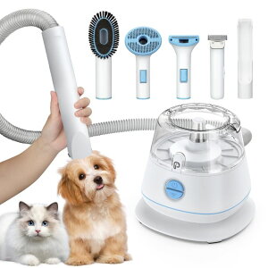 �y�b�g�o���J�� AsyPets Dog Grooming Kit with 5 Professional Grooming Tools, Pet Grooming Vacuum Kit, 1.3L Dust Can, Low Noise Clippers Trimmers Deshedding Brush for Dogs Cats and Other Animals (Blue) �y���s�A���i�z