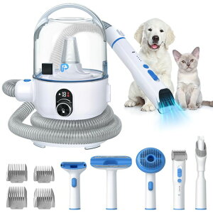 �y�b�g�o���J�� AsyPets Pet Grooming Vacuum Kit, Dog Clippers for Grooming,Cat Hair Brush Shedding Trimmer Supplies Tool,15Kpa Super Suction Power �y���s�A���i�z