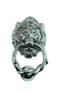 hAmbJ[ Renovators Supply Manufacturing Chrome Plated Solid Cast Brass Lion Front Door Knocker 6.25" H Decorative Antique Shiny Lion Ring Style Entry Door Vintage Metal Knockers with Hardware ysAiz